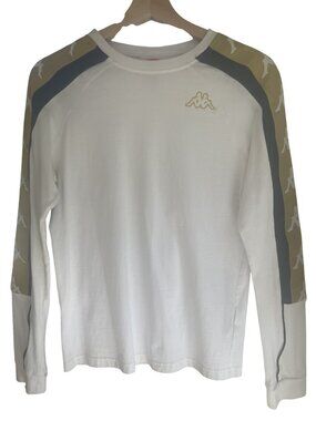 Kappa Size Small (S) White Colorblock Raglan Long Sleeve T-Shirt